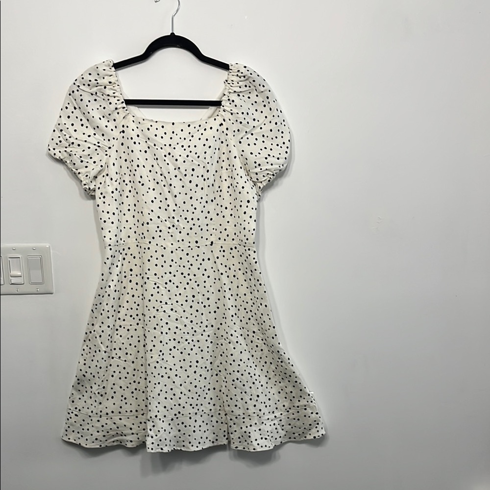 LOFT Polka Dot Puff Sleeve Dress– Size 6 - Picture 2 of 7